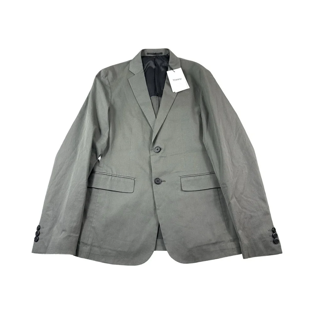 Theory Clinton Green Cotton Blend Mens 2-Btn Sportcoat Size 36 NWT